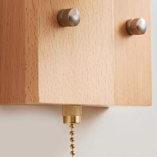 Applique murale 1 lumière en forme de citrouille carrée minimaliste moderne avec base en bois et abat-jour en plastique et fer pour salon 