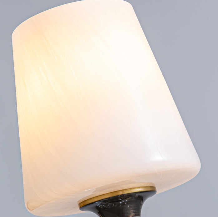 Modern Luxury Curved Pole Round Trapezoidal Candle Holder Full Copper Crystal Glass Shade 1-Light Wall Sconce Lamp For Living Room