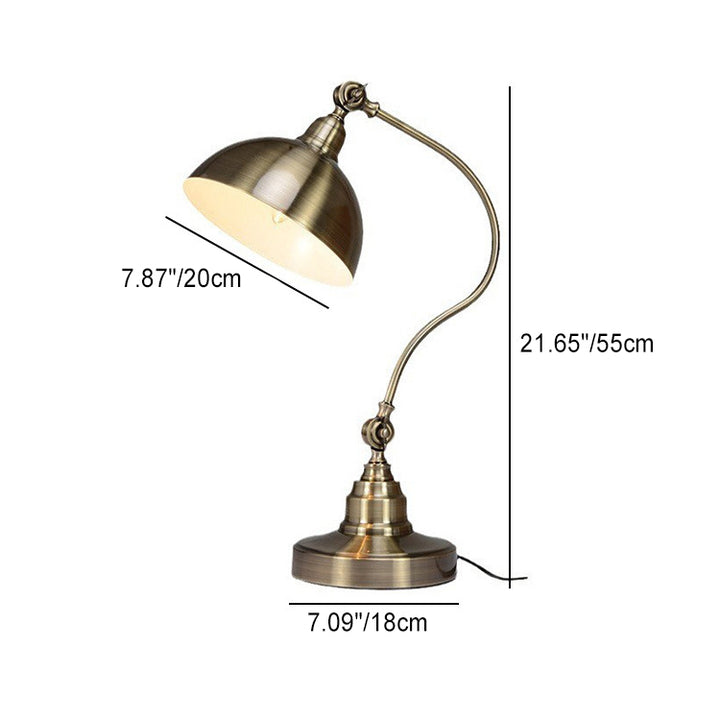 Lámpara de mesa de 1 luz con estructura de hierro y cúpula curva vintage tradicional para dormitorio 