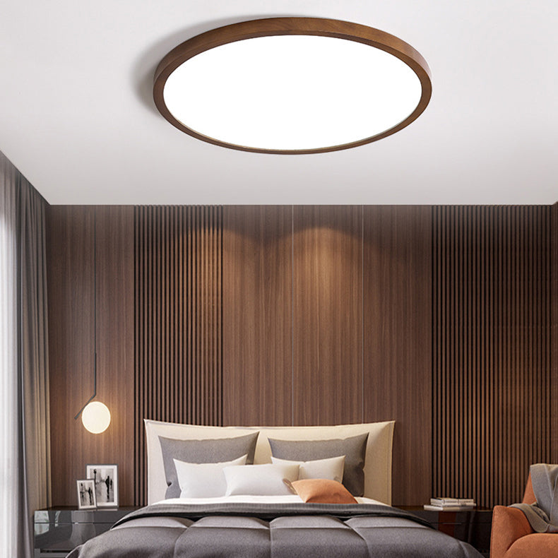 Moderne minimalistische runde Massivholzrahmen Acrylschirm LED Unterputz Deckenleuchte für Wohnzimmer 