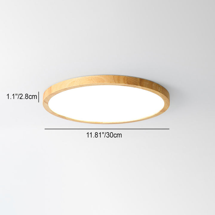 Moderne minimalistische runde Massivholzrahmen Acrylschirm LED Unterputz Deckenleuchte für Wohnzimmer 
