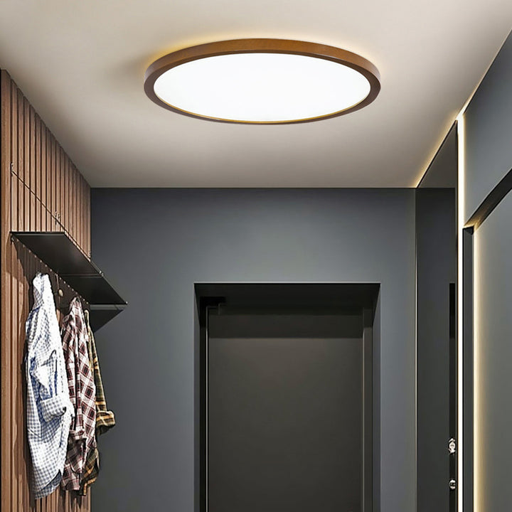 Moderne minimalistische runde Massivholzrahmen Acrylschirm LED Unterputz Deckenleuchte für Wohnzimmer 