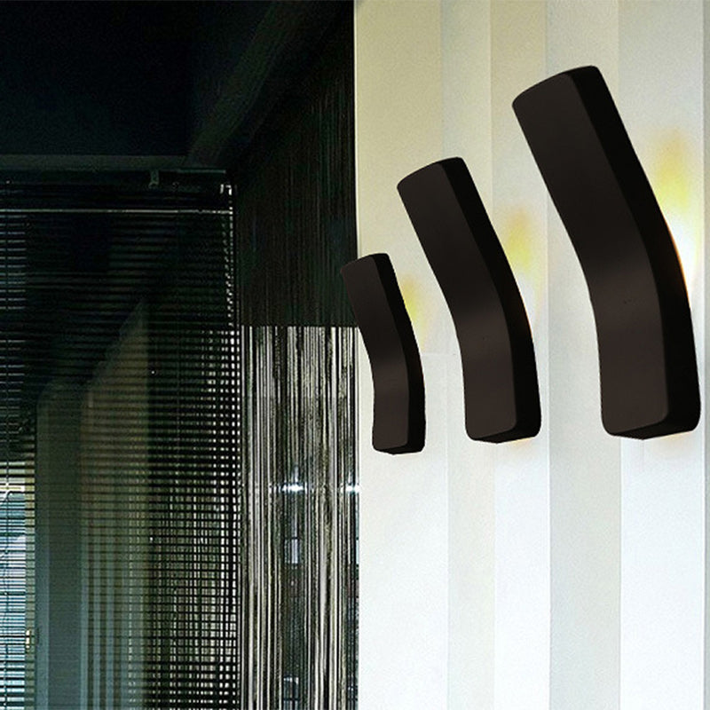 Lampe murale 1 lumière avec abat-jour rectangulaire incurvé minimaliste moderne en fer pour salon 