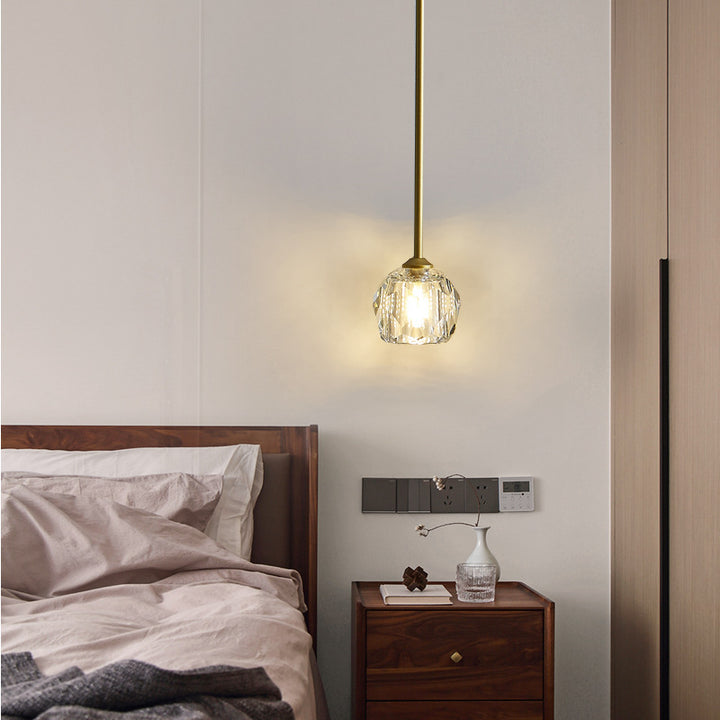 Lustre Suspendu Moderne de Luxe Rond avec Cristal 1 Lumière pour Chambre 