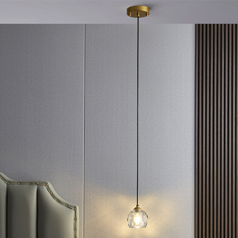 Lustre Suspendu Moderne de Luxe Rond avec Cristal 1 Lumière pour Chambre 
