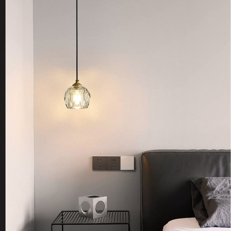 Lustre Suspendu Moderne de Luxe Rond avec Cristal 1 Lumière pour Chambre 