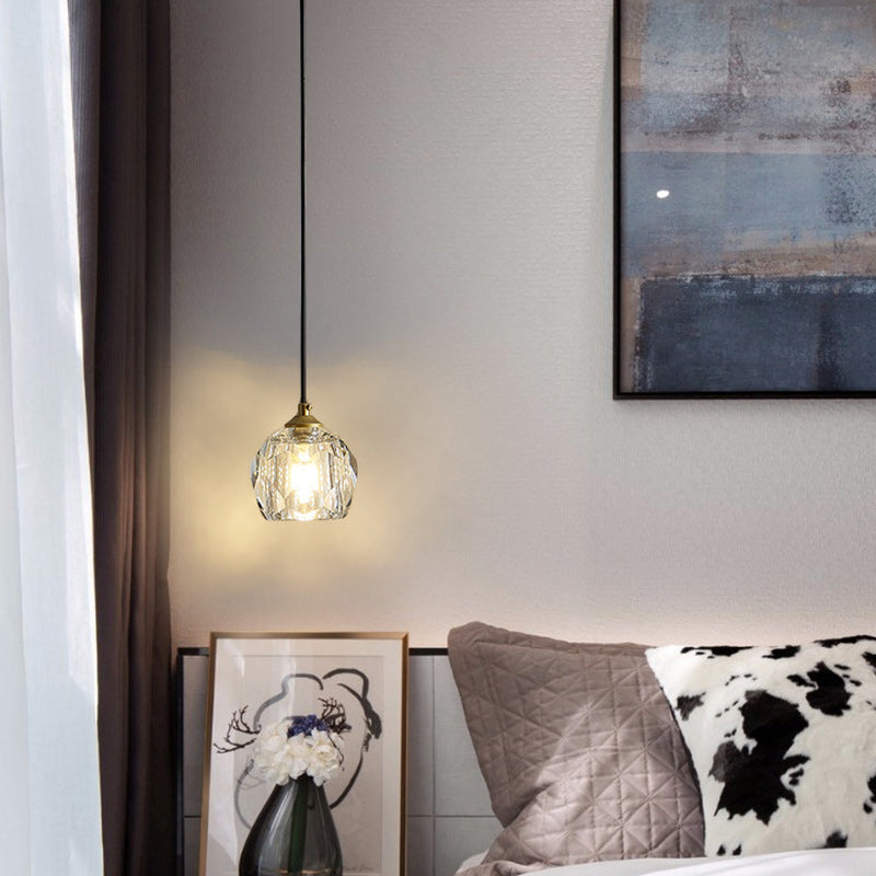 Lustre Suspendu Moderne de Luxe Rond avec Cristal 1 Lumière pour Chambre 