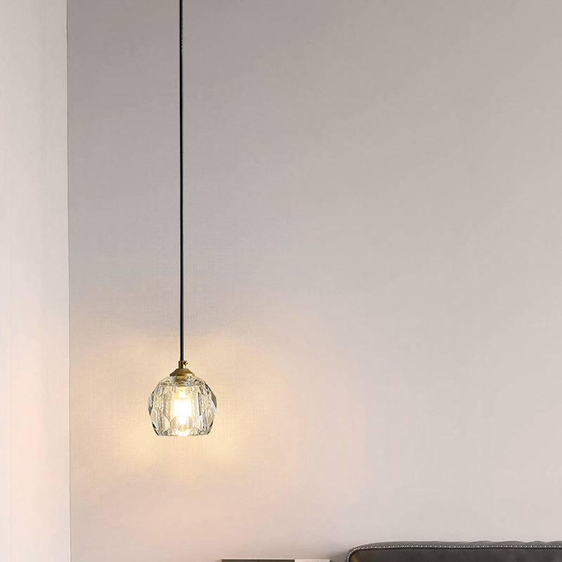 Lustre Suspendu Moderne de Luxe Rond avec Cristal 1 Lumière pour Chambre 