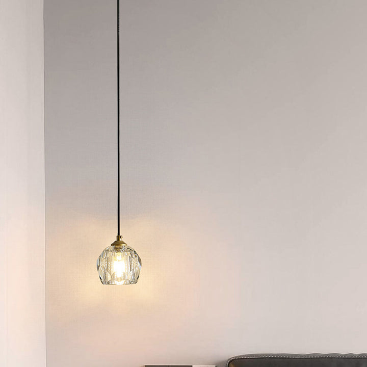 Lustre Suspendu Moderne de Luxe Rond avec Cristal 1 Lumière pour Chambre 