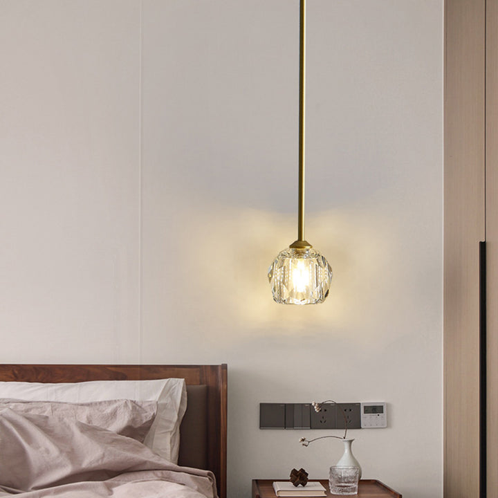 Lustre Suspendu Moderne de Luxe Rond avec Cristal 1 Lumière pour Chambre 