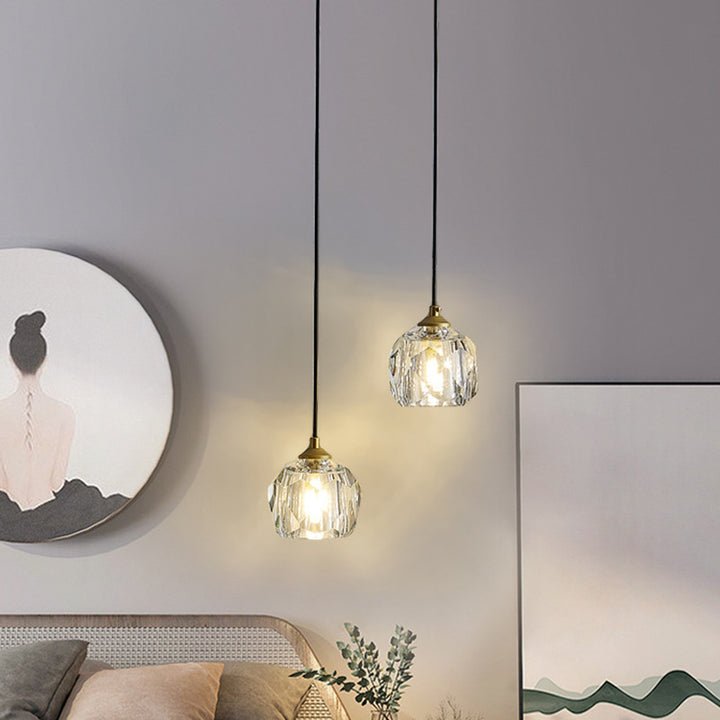 Lustre Suspendu Moderne de Luxe Rond avec Cristal 1 Lumière pour Chambre 