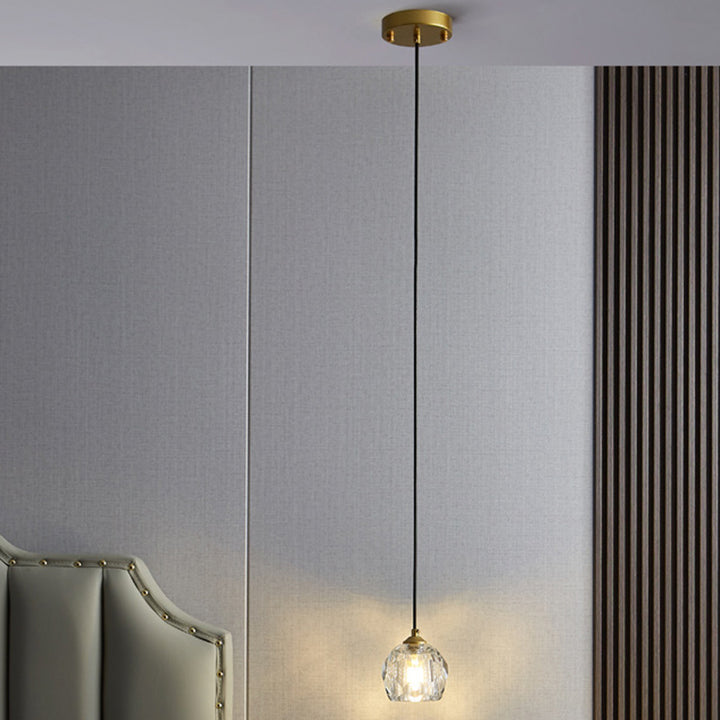 Lustre Suspendu Moderne de Luxe Rond avec Cristal 1 Lumière pour Chambre 