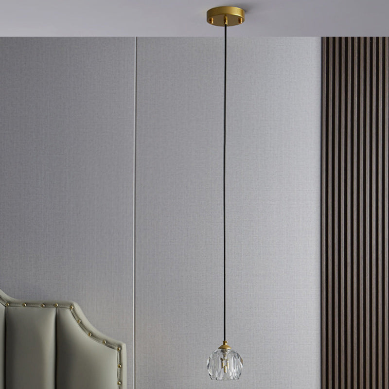 Lustre Suspendu Moderne de Luxe Rond avec Cristal 1 Lumière pour Chambre 