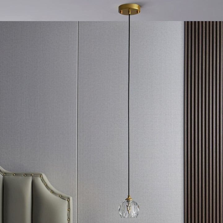 Lustre Suspendu Moderne de Luxe Rond avec Cristal 1 Lumière pour Chambre 