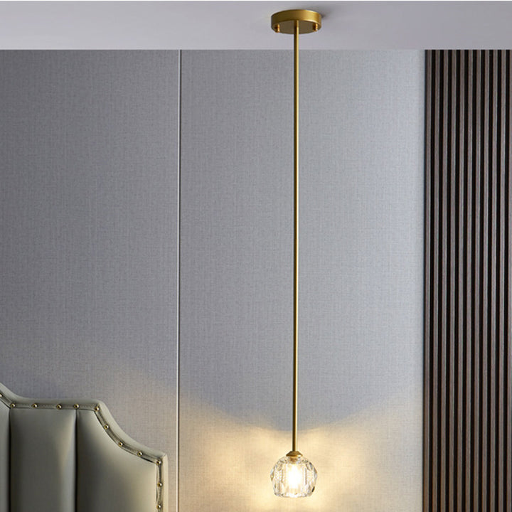Lustre Suspendu Moderne de Luxe Rond avec Cristal 1 Lumière pour Chambre 