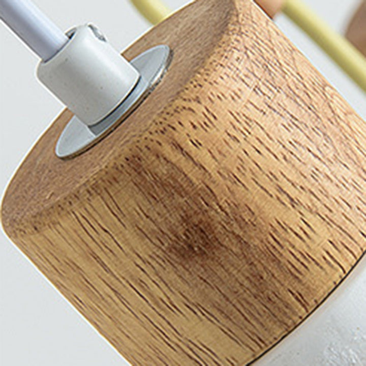 Suspension lumineuse contemporaine nordique ronde plissée en bois et ciment à 1 lumière pour salon 