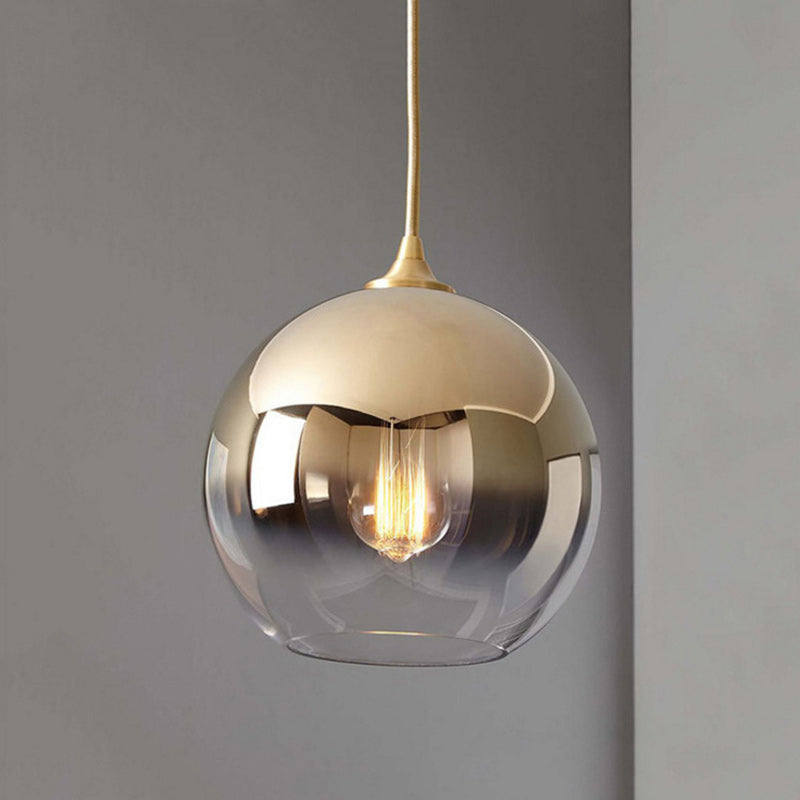 Zeitgenössische nordische Kugel-Pendelleuchte mit Farbverlauf aus Glas mit 1 Licht für Wohnzimmer 