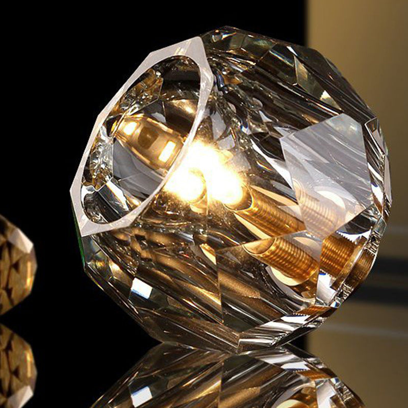 Modern Luxury Round Dome Irregular Orb Full Copper Crystal Shade 1-Light Semi-Flush Mount Ceiling Light For Living Room