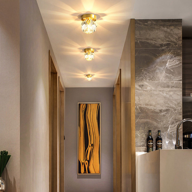 Lámpara de techo semiempotrada de 1 luz con pantalla de cristal de cobre completo en forma de cúpula redonda moderna de lujo irregular para sala de estar 