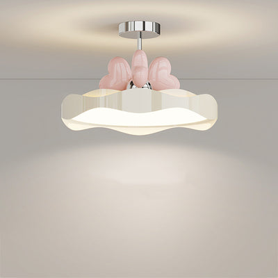 Luz de techo semiempotrada LED de PU acrílico de hierro con forma de corazón de onda redonda creativa contemporánea para dormitorio 