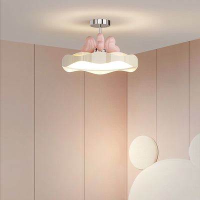 Luz de techo semiempotrada LED de PU acrílico de hierro con forma de corazón de onda redonda creativa contemporánea para dormitorio 