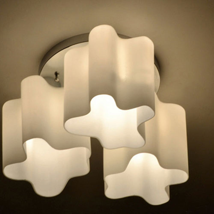 Lustre semi-encastré moderne minimaliste rond avec colonne en verre et matériel floral 1/3/4 lumières pour salon 