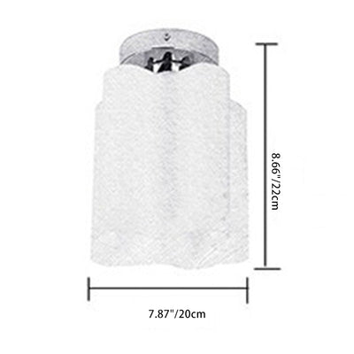 Lustre semi-encastré moderne minimaliste rond avec colonne en verre et matériel floral 1/3/4 lumières pour salon 
