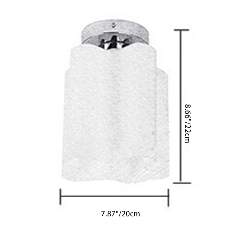 Lustre semi-encastré moderne minimaliste rond avec colonne en verre et matériel floral 1/3/4 lumières pour salon 