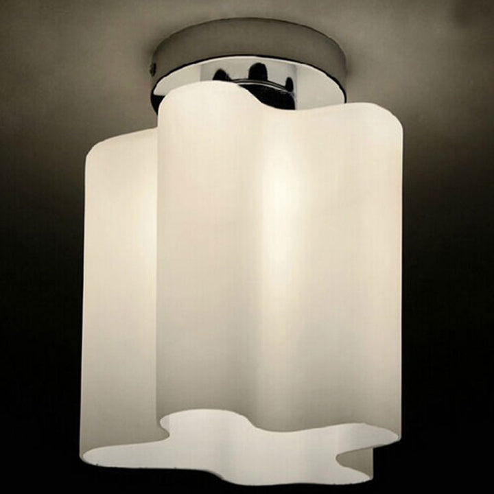 Modern Minimalist Round Column Flower Hardware Glass 1/3/4 Light Semi-Flush Mount Ceiling Light For Living Room