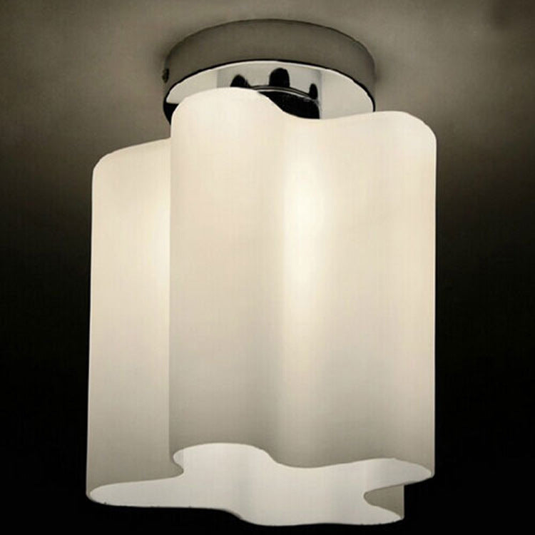 Lustre semi-encastré moderne minimaliste rond avec colonne en verre et matériel floral 1/3/4 lumières pour salon 