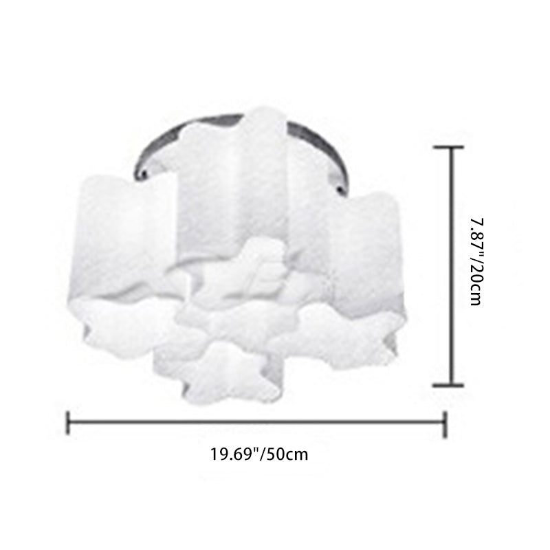 Lustre semi-encastré moderne minimaliste rond avec colonne en verre et matériel floral 1/3/4 lumières pour salon 