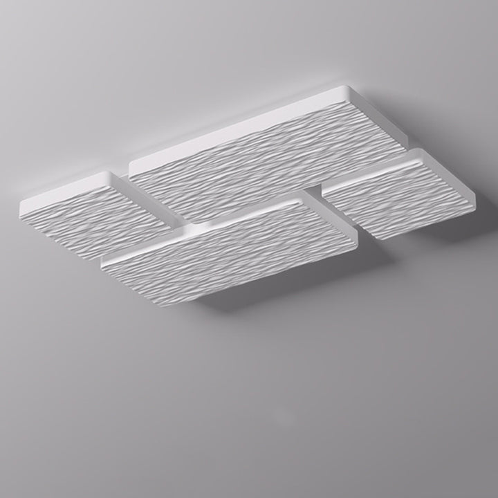 Plafonnier LED moderne minimaliste en fer avec abat-jour en PE à motif carré et rectangulaire pour salon 
