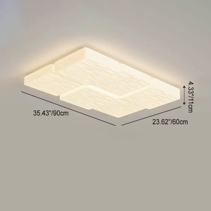Plafonnier LED moderne minimaliste en fer avec abat-jour en PE à motif carré et rectangulaire pour salon 