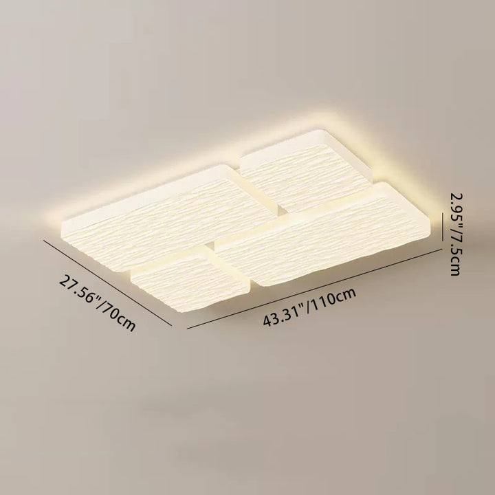 Plafonnier LED moderne minimaliste en fer avec abat-jour en PE à motif carré et rectangulaire pour salon 