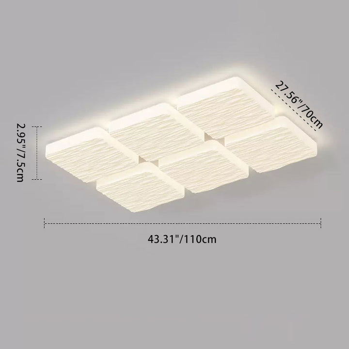 Plafonnier LED moderne minimaliste en fer avec abat-jour en PE à motif carré et rectangulaire pour salon 
