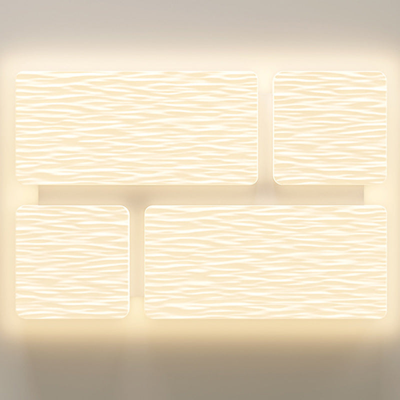 Plafonnier LED moderne minimaliste en fer avec abat-jour en PE à motif carré et rectangulaire pour salon 