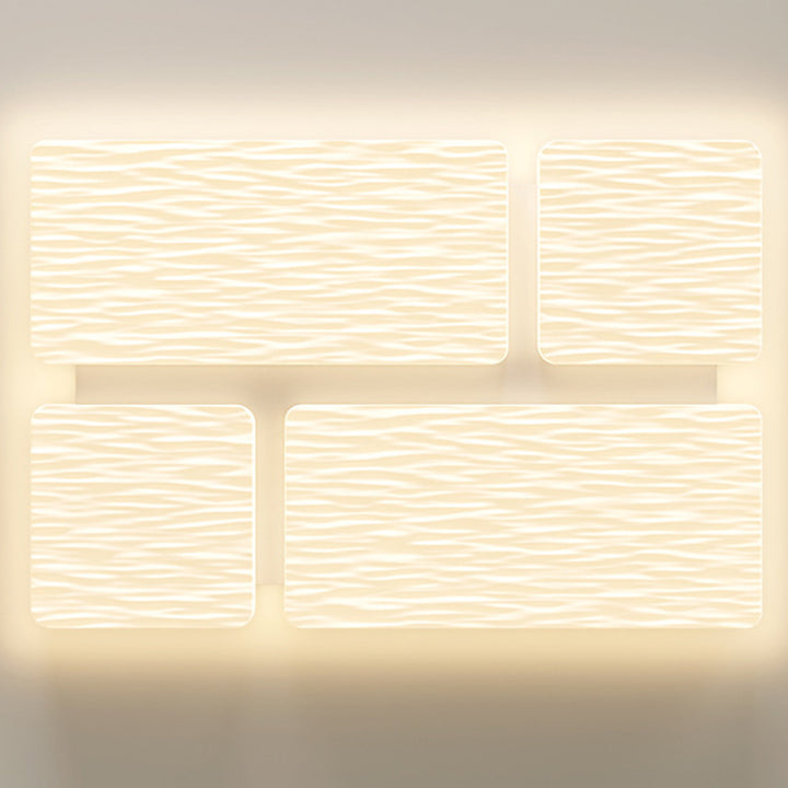 Plafonnier LED moderne minimaliste en fer avec abat-jour en PE à motif carré et rectangulaire pour salon 