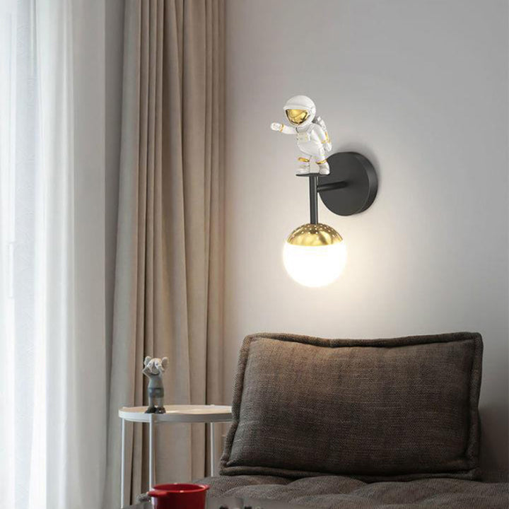 Modern Minimalist Orb Astronaut Iron Resin Acrylic LED Wall Sconce Lamp For Bedroom