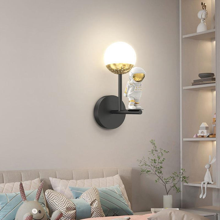Modern Minimalist Orb Astronaut Iron Resin Acrylic LED Wall Sconce Lamp For Bedroom