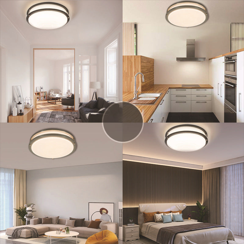 Plafonnier LED Rond en Fer et PVC de Simplicité Moderne pour Salon 