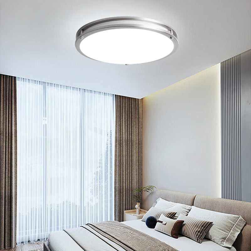 Plafonnier LED Rond en Fer et PVC de Simplicité Moderne pour Salon 