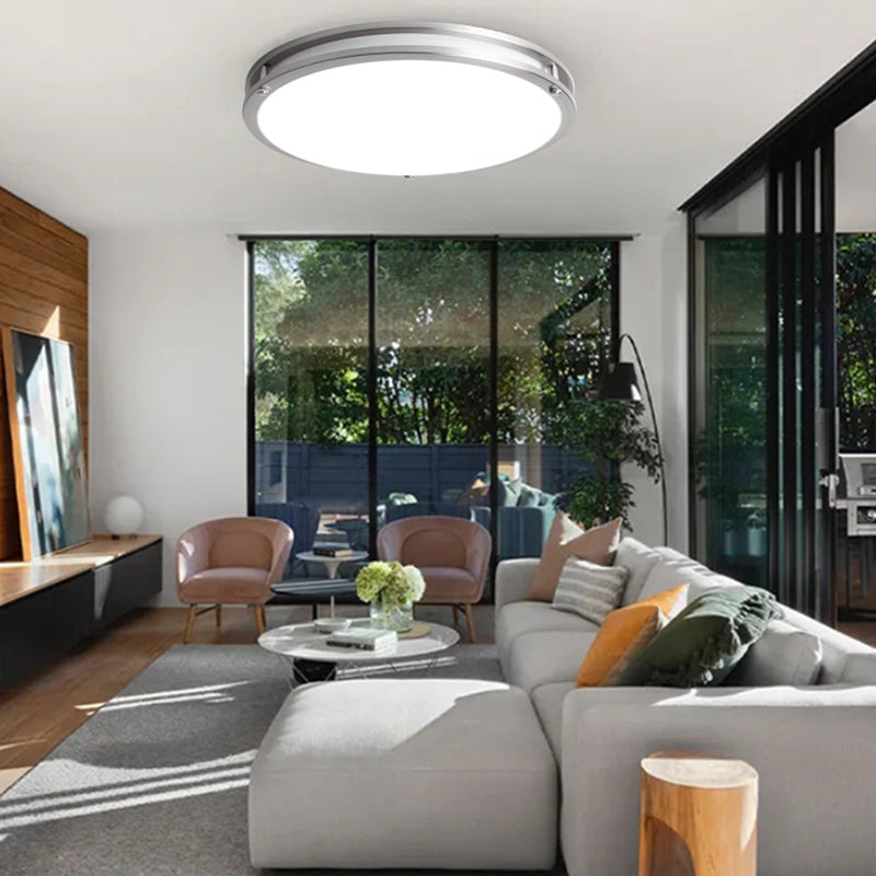 Plafonnier LED Rond en Fer et PVC de Simplicité Moderne pour Salon 