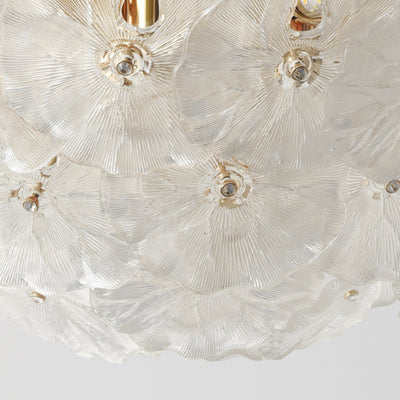 Traditionelle französische runde Kuppelblumen-Deckenleuchte mit Eisenrahmen und Glasschirm, 6/9/14 Lichter, Unterputz-Deckenleuchte für Wohnzimmer 
