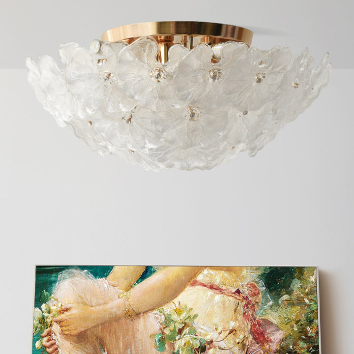 Plafonnier Traditionnel Français en Dôme Rond avec Cadre en Fer et Abat-jour en Verre, 6/9/14 Lumières pour Salon 