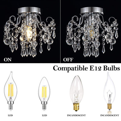 Plafonnier Moderne Minimaliste Rond en Fer avec Cristal à 1 Lumière pour Salon 