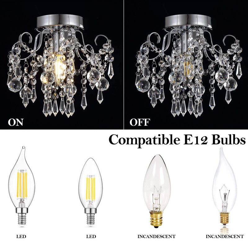 Plafonnier Moderne Minimaliste Rond en Fer avec Cristal à 1 Lumière pour Salon 