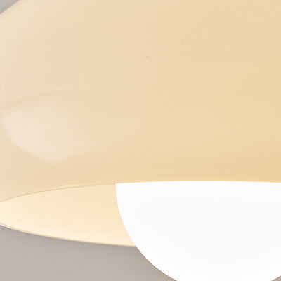 Contemporary Retro Round Oval Orb Hardware Wood Frame Glass Shade 1-Light Semi-Flush Mount Ceiling Light For Living Room