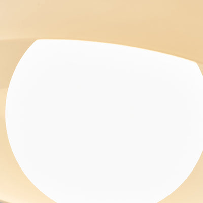 Contemporary Retro Round Oval Orb Hardware Wood Frame Glass Shade 1-Light Semi-Flush Mount Ceiling Light For Living Room