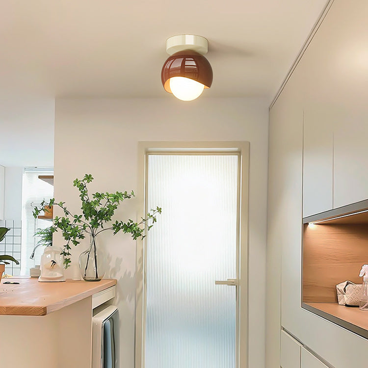Moderne minimalistische runde Globus Eisen Glas LED Semi-Flush Mount Deckenleuchte für Flur 