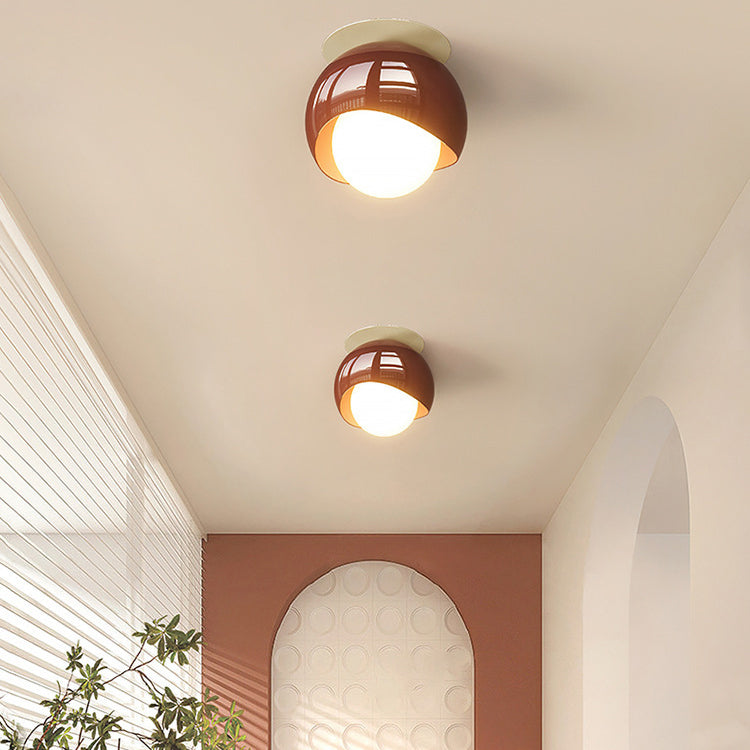 Moderne minimalistische runde Globus Eisen Glas LED Semi-Flush Mount Deckenleuchte für Flur 